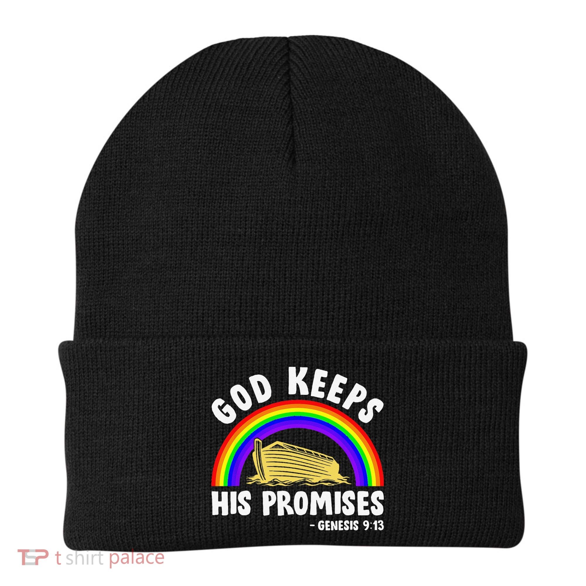 Christian Noah Ark Jesus God Keeps His Promises Rainbow Beanie