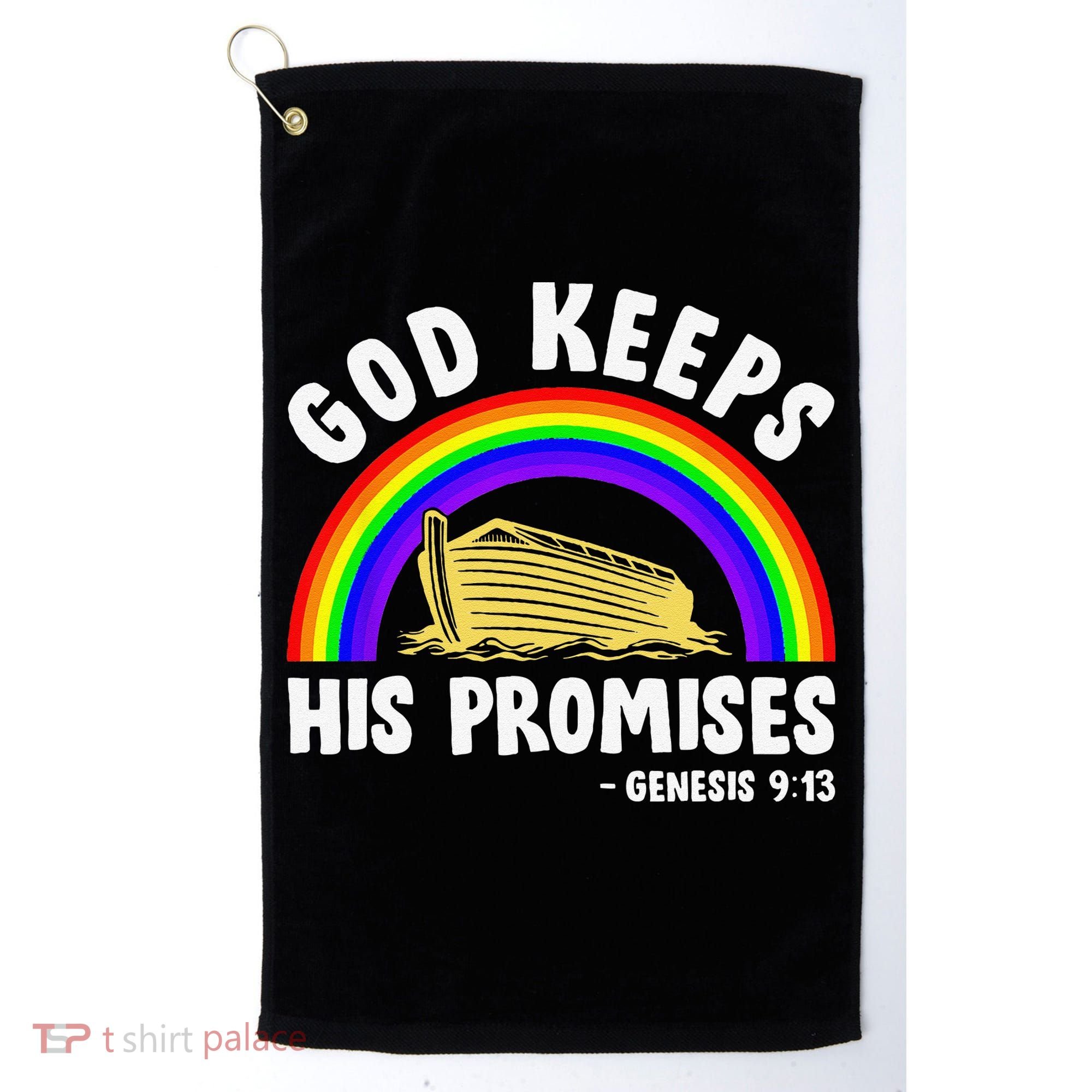 Christian Noah Ark Jesus God Keeps His Promises Rainbow Golf Towel