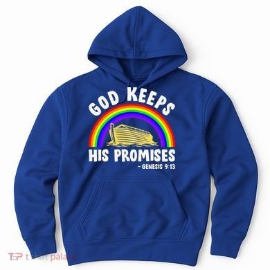 Christian Noah Ark Jesus God Keeps His Promises Rainbow Hoodie