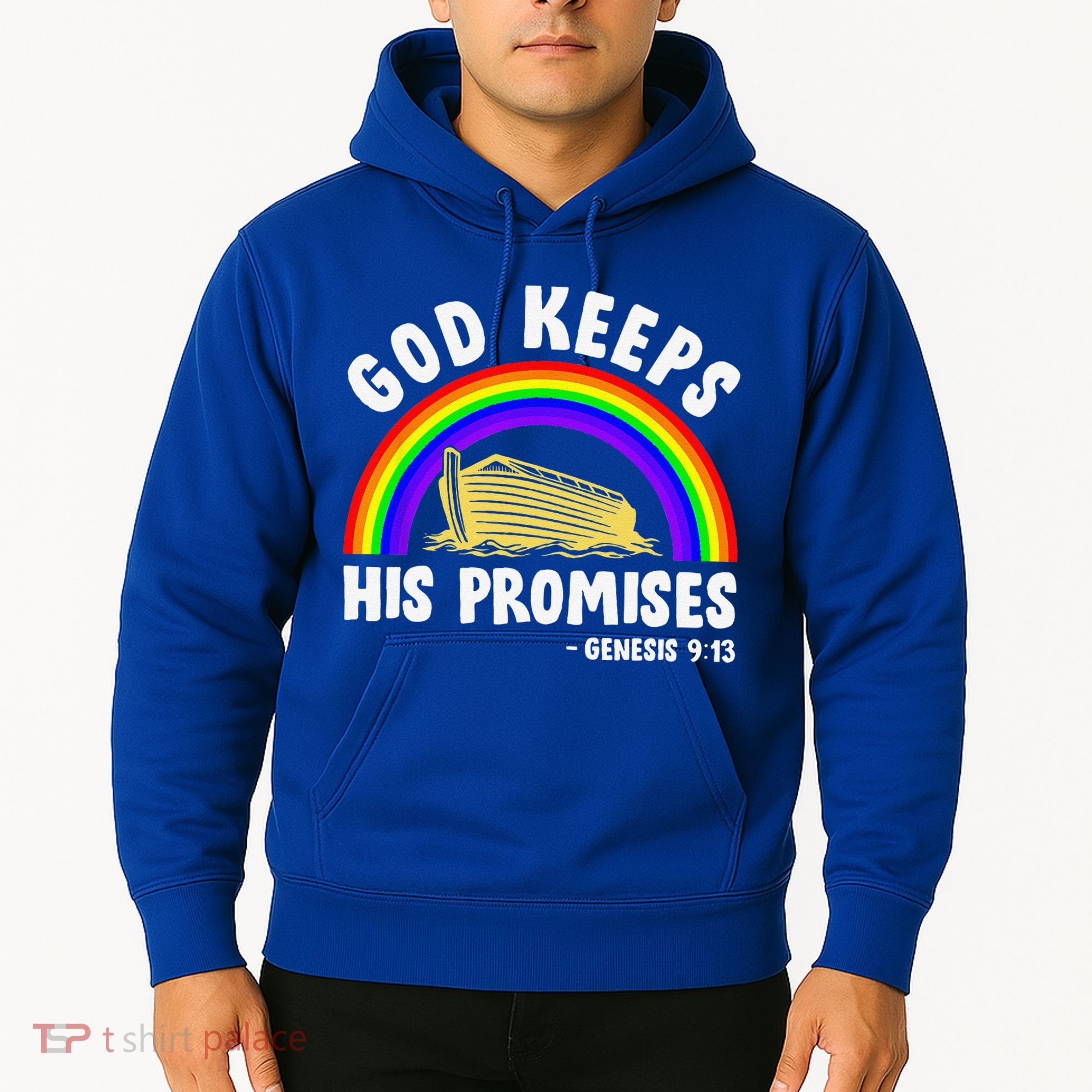 Christian Noah Ark Jesus God Keeps His Promises Rainbow Hoodie