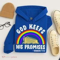 Christian Noah Ark Jesus God Keeps His Promises Rainbow Hoodie thumb 4