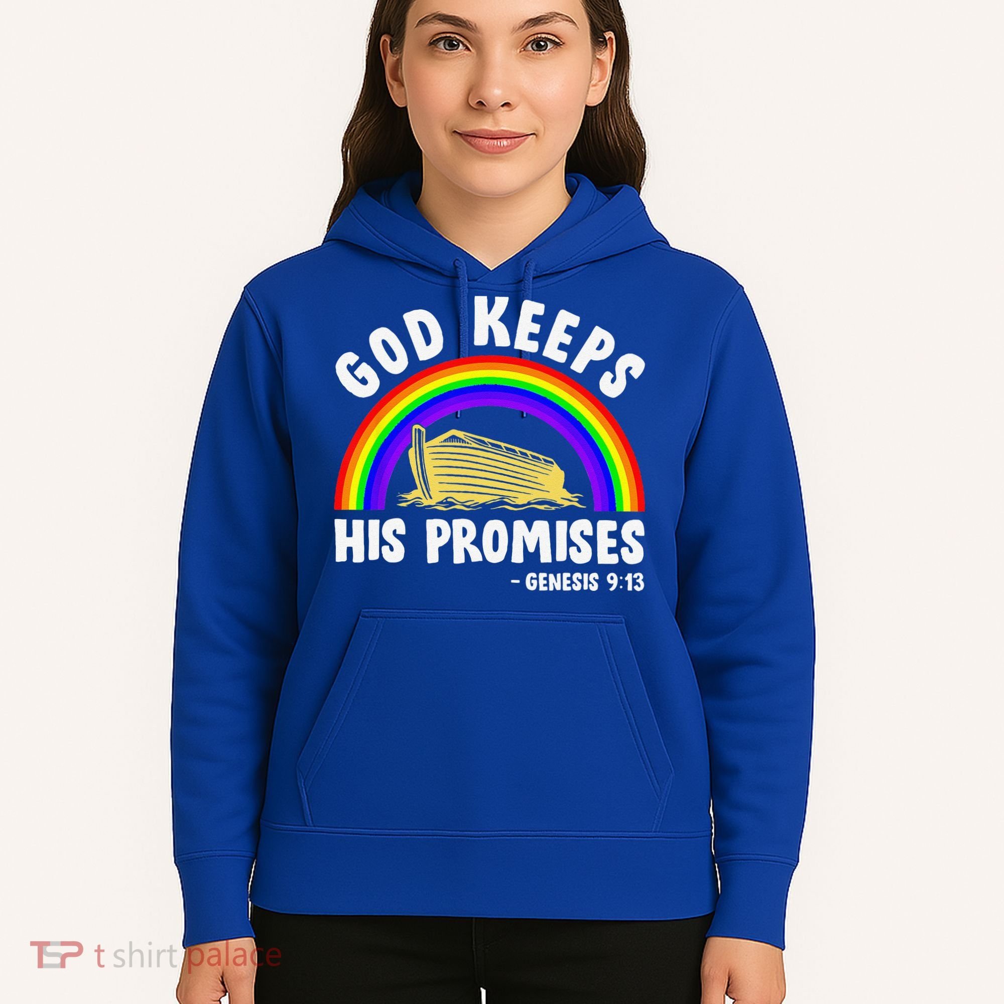 Christian Noah Ark Jesus God Keeps His Promises Rainbow Hoodie