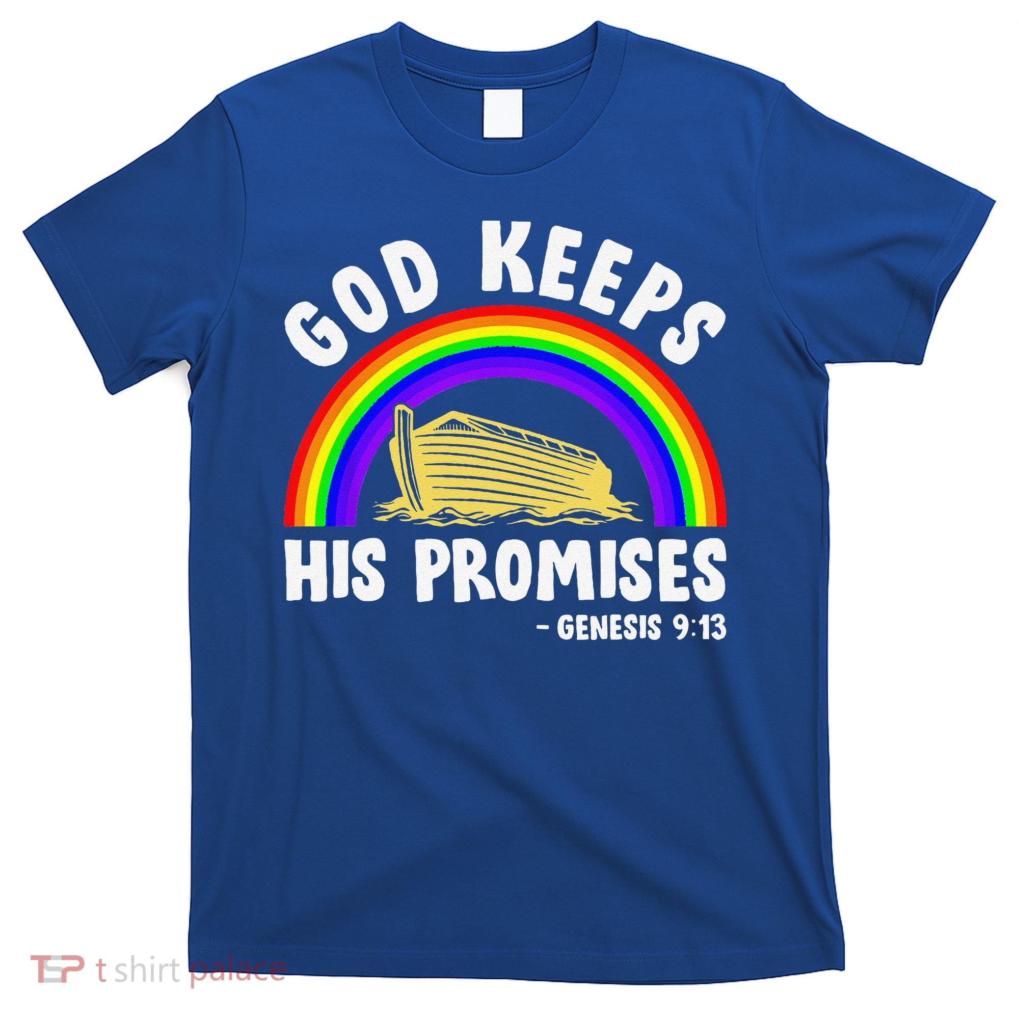 Christian Noah Ark Jesus God Keeps His Promises Rainbow T-Shirt