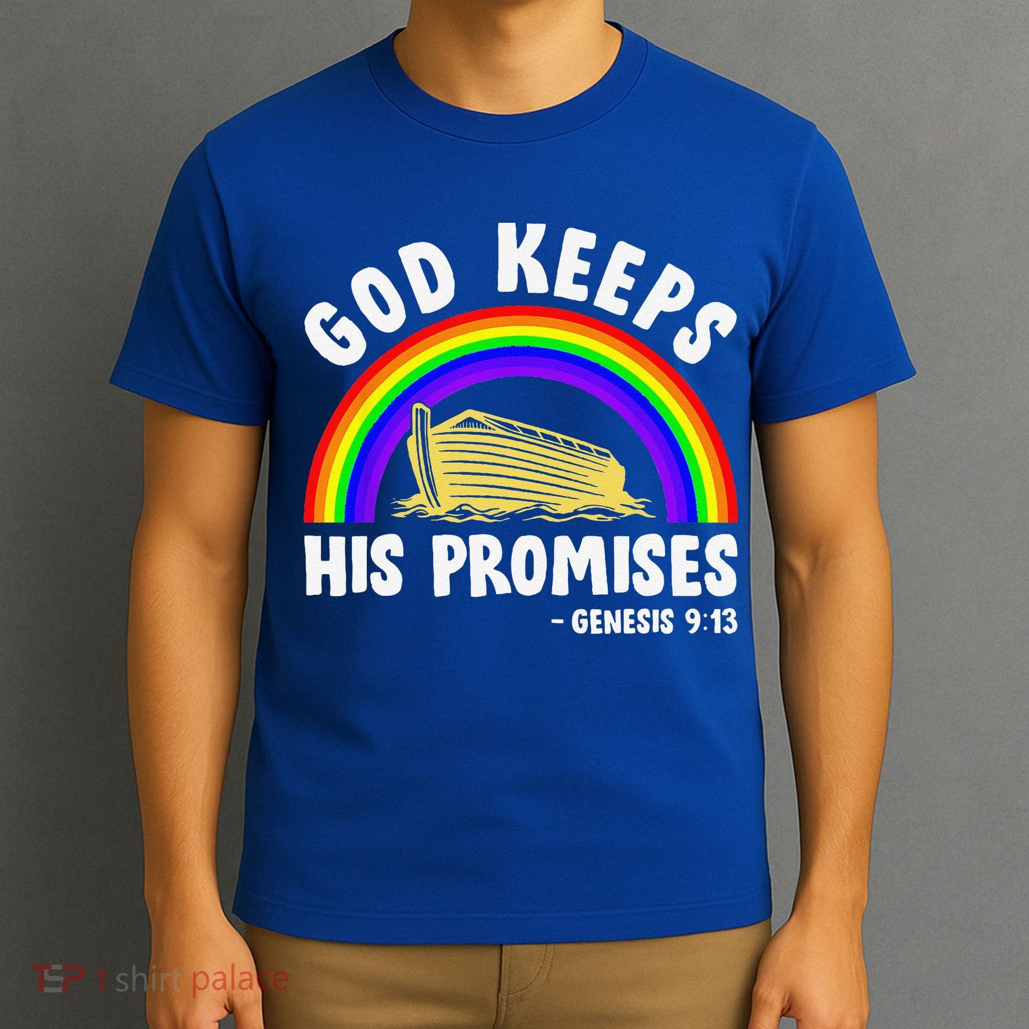 Christian Noah Ark Jesus God Keeps His Promises Rainbow T-Shirt