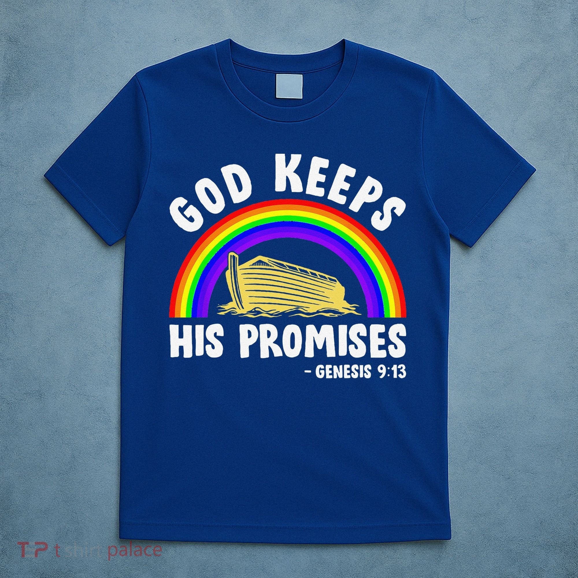 Christian Noah Ark Jesus God Keeps His Promises Rainbow T-Shirt