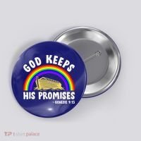 Christian Noah Ark Jesus God Keeps His Promises Rainbow Button thumb 0