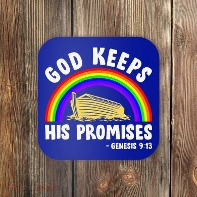 Christian Noah Ark Jesus God Keeps His Promises Rainbow Coaster