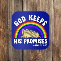 Christian Noah Ark Jesus God Keeps His Promises Rainbow Coaster thumb 0
