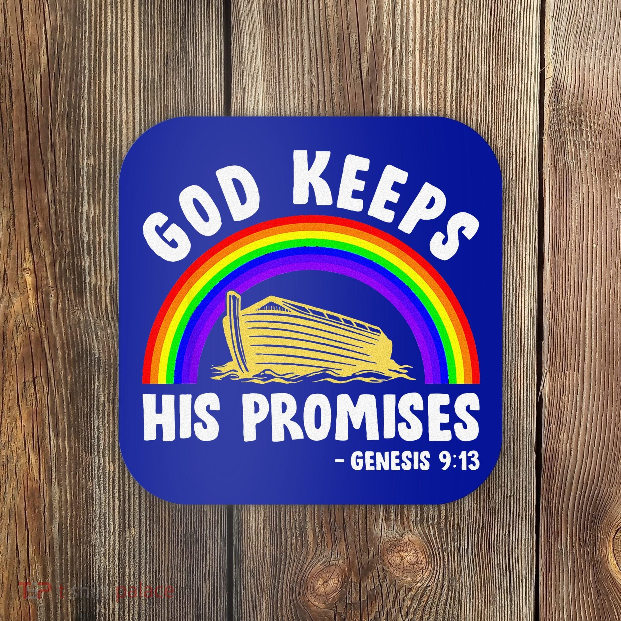 Christian Noah Ark Jesus God Keeps His Promises Rainbow Coaster