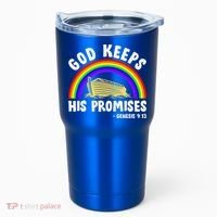 Christian Noah Ark Jesus God Keeps His Promises Rainbow Tumbler thumb 0