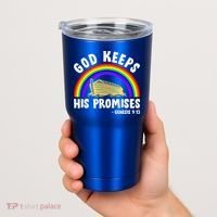 Christian Noah Ark Jesus God Keeps His Promises Rainbow Tumbler thumb 2