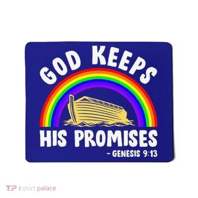 Christian Noah Ark Jesus God Keeps His Promises Rainbow Mousepad