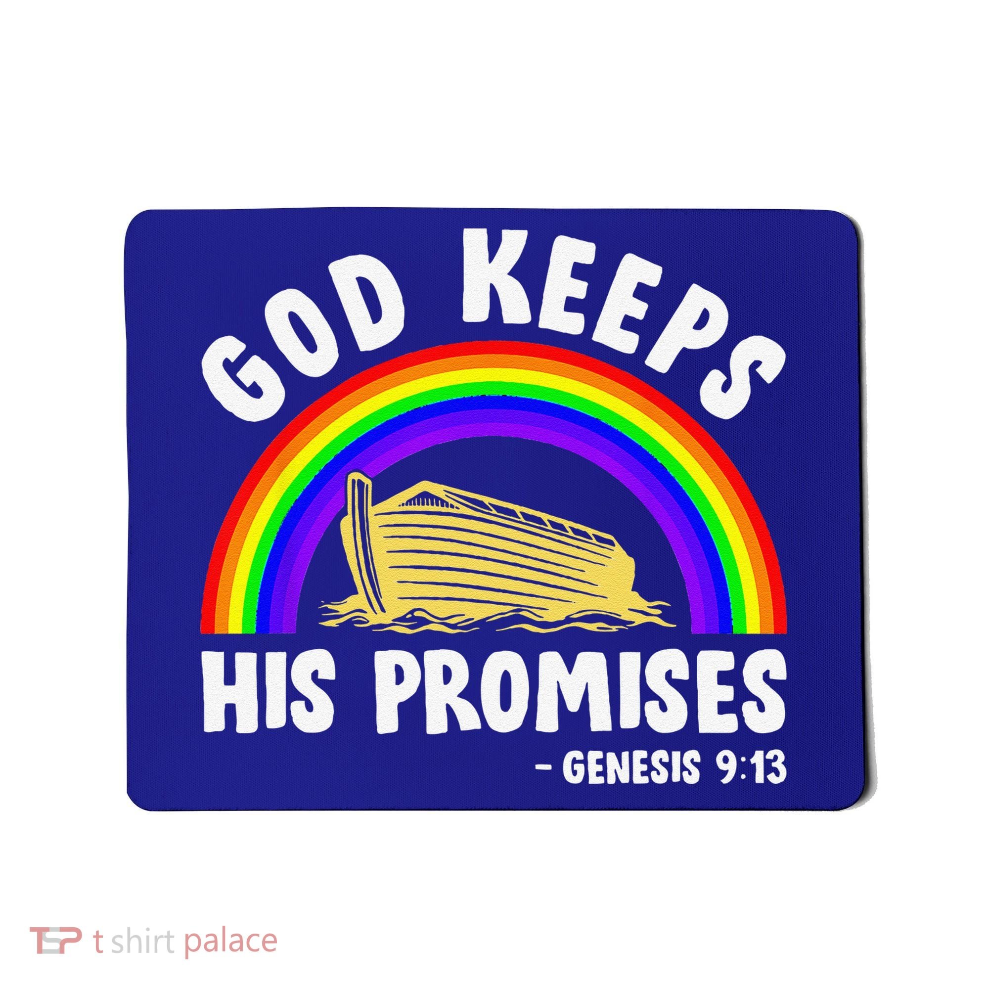 Christian Noah Ark Jesus God Keeps His Promises Rainbow Mousepad
