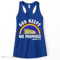 Christian Noah Ark Jesus God Keeps His Promises Rainbow Women's Tank Top thumb 0