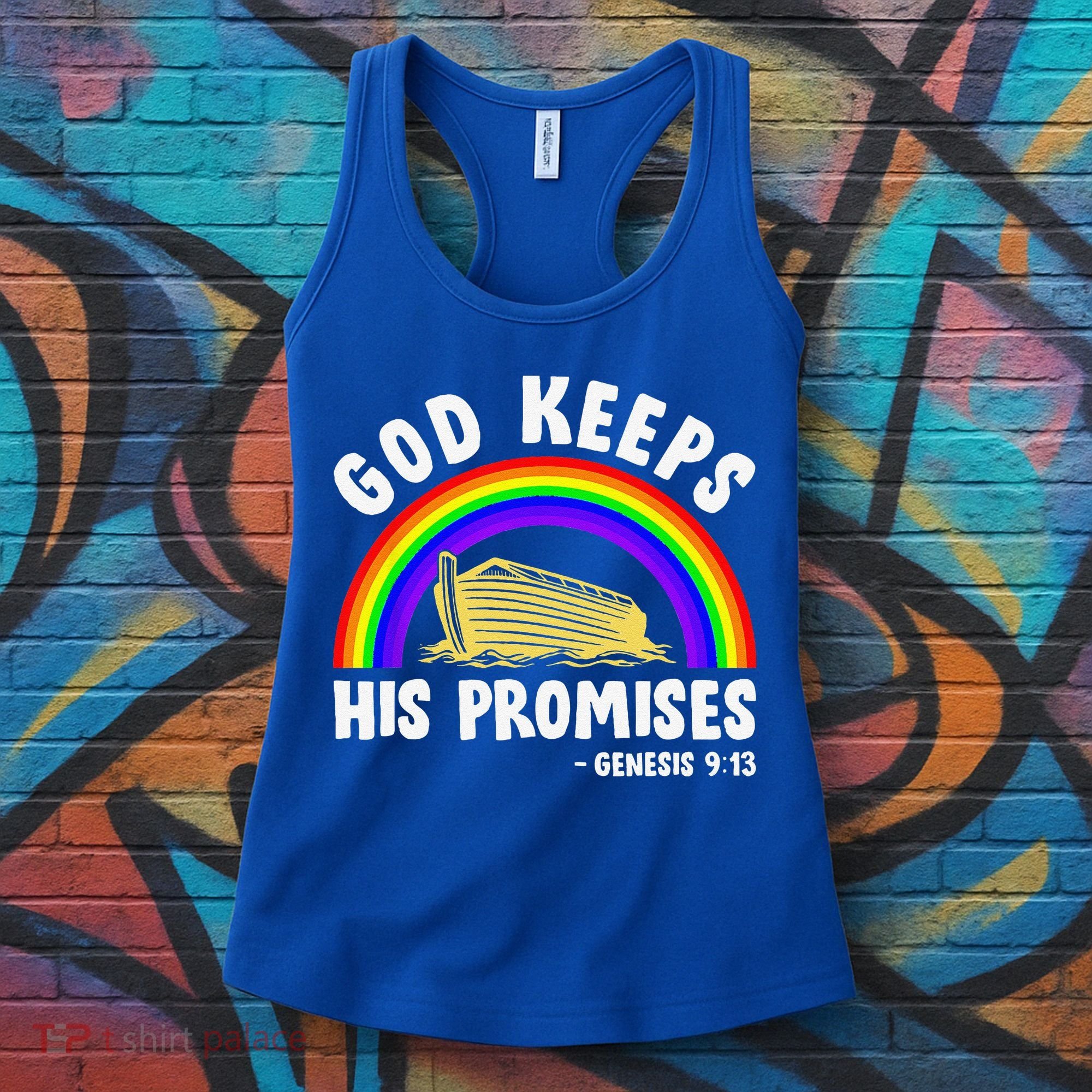 Christian Noah Ark Jesus God Keeps His Promises Rainbow Women's Tank Top