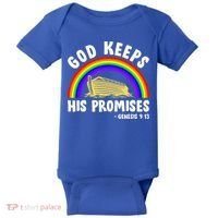 Christian Noah Ark Jesus God Keeps His Promises Rainbow Baby Bodysuit thumb 0