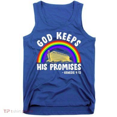Christian Noah Ark Jesus God Keeps His Promises Rainbow Tank Top