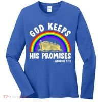 Christian Noah Ark Jesus God Keeps His Promises Rainbow Women's Long Sleeve Shirt thumb 0