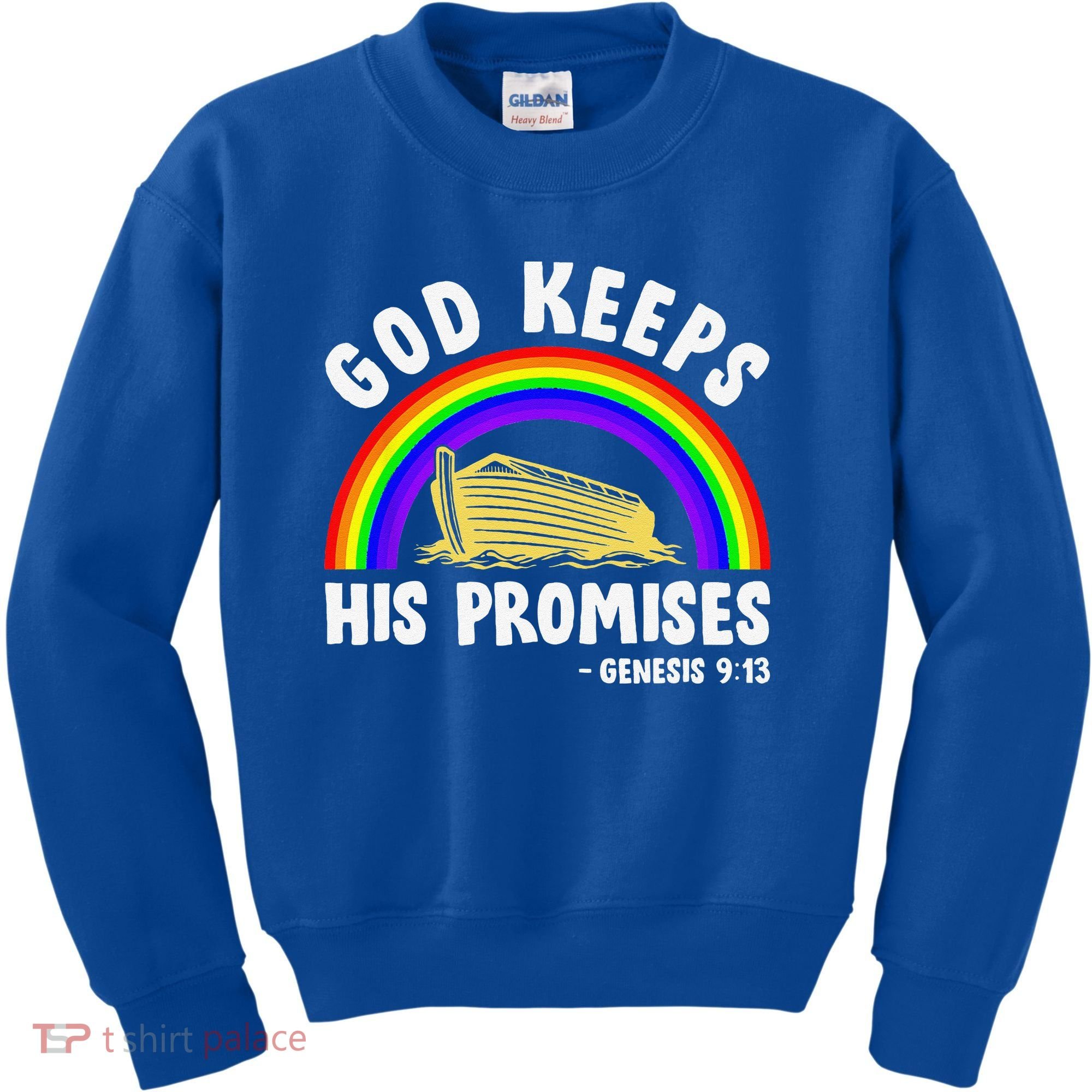 Christian Noah Ark Jesus God Keeps His Promises Rainbow Kids Sweatshirt