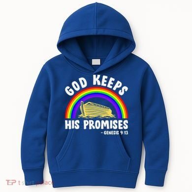 Christian Noah Ark Jesus God Keeps His Promises Rainbow Kids Hoodie