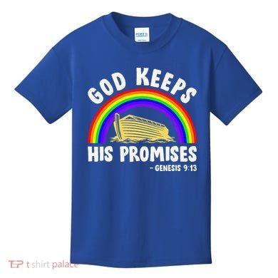 Christian Noah Ark Jesus God Keeps His Promises Rainbow Kids T-Shirt