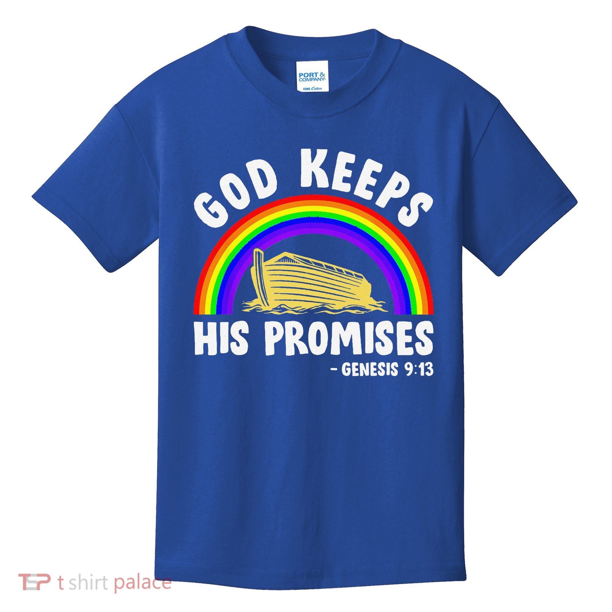 Christian Noah Ark Jesus God Keeps His Promises Rainbow Kids T-Shirt