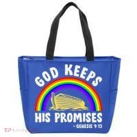 Christian Noah Ark Jesus God Keeps His Promises Rainbow Tote Bag thumb 0