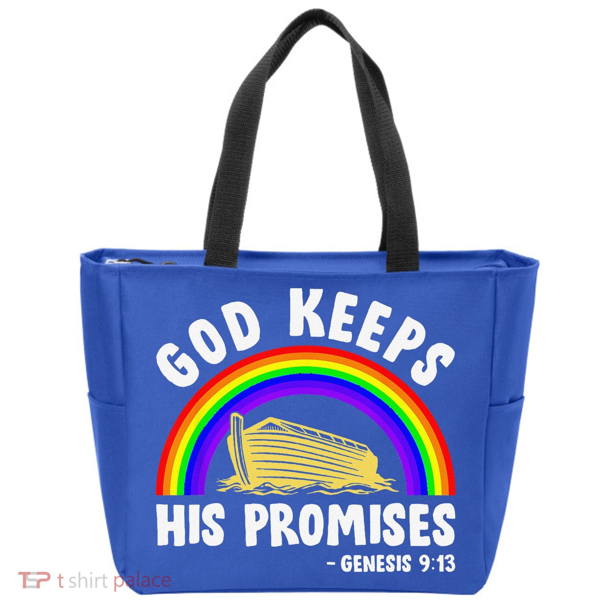 Christian Noah Ark Jesus God Keeps His Promises Rainbow Tote Bag