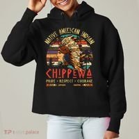 Chippewa Native American Indian Pride Indigenous Tribe Ladies Heavyweight Boxy Pullover Hoodie thumb 0
