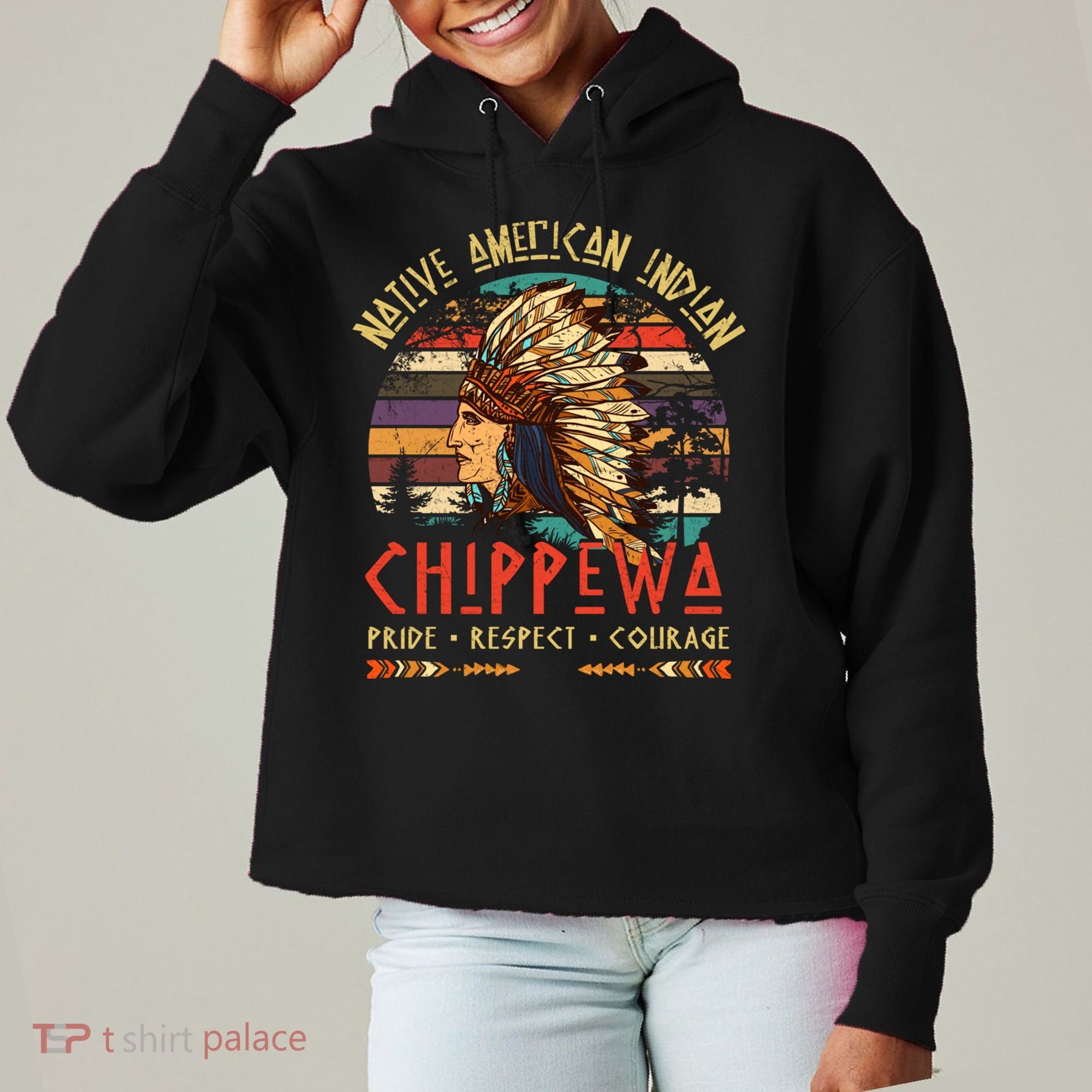 Chippewa Native American Indian Pride Indigenous Tribe Ladies Heavyweight Boxy Pullover Hoodie