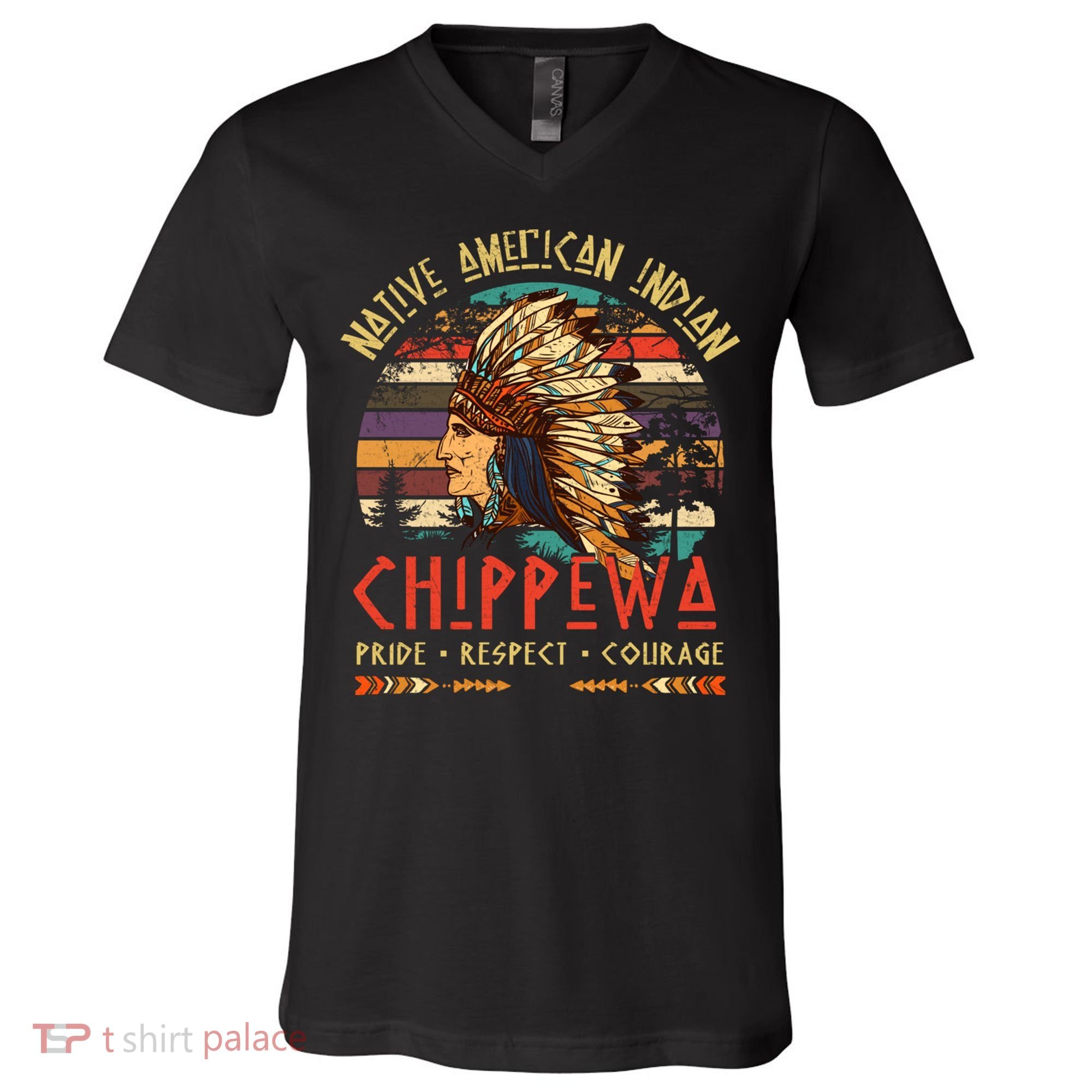Chippewa Native American Indian Pride Indigenous Tribe V-Neck T-Shirt