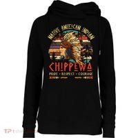 Chippewa Native American Indian Pride Indigenous Tribe Womens Funnel Neck Pullover Hood thumb 0