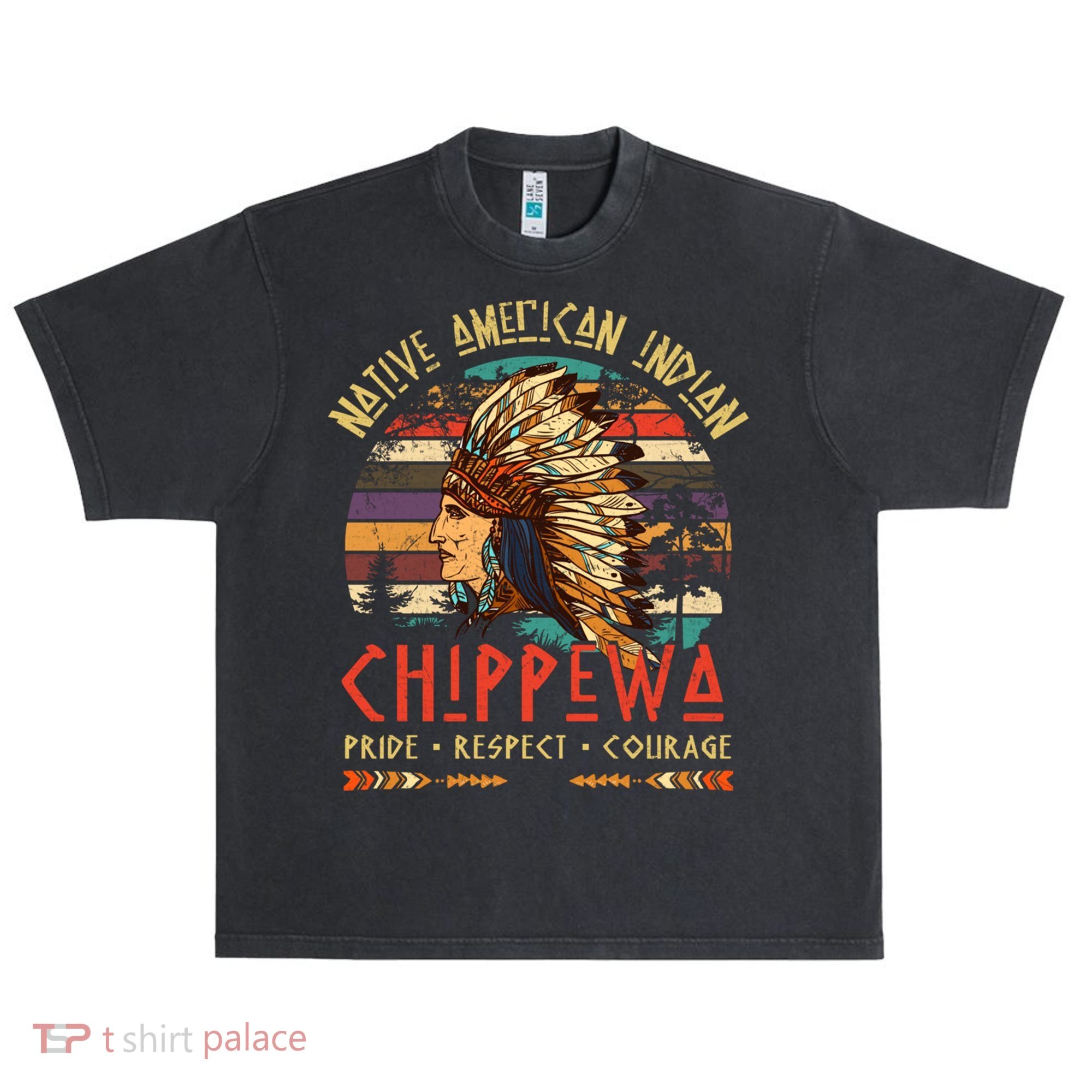 Chippewa Native American Indian Pride Indigenous Tribe Urban Oversized Heavyweight T-Shirt