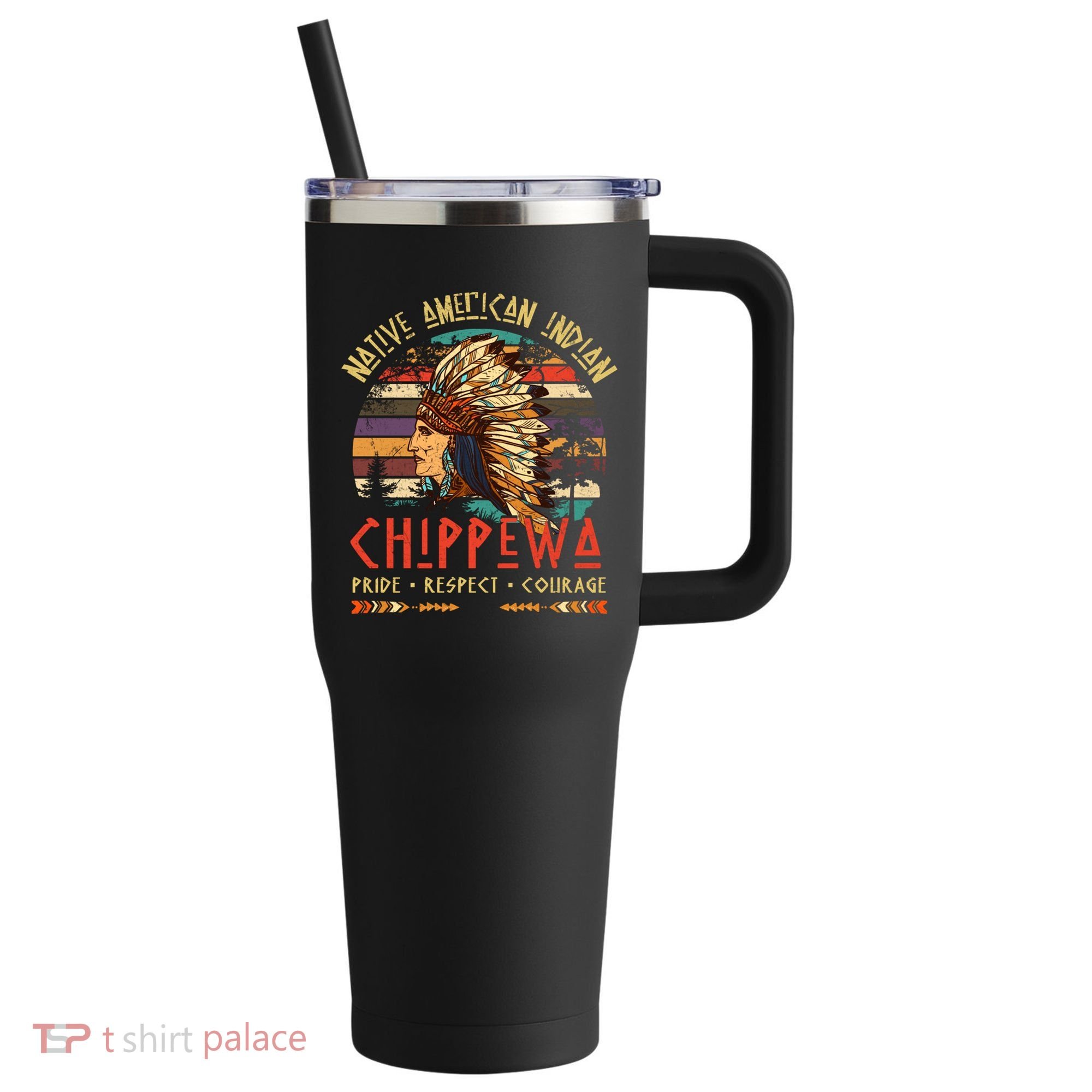 Chippewa Native American Indian Pride Indigenous Tribe 40oz Vacuum Insulated Stainless Steel Travel Tumbler