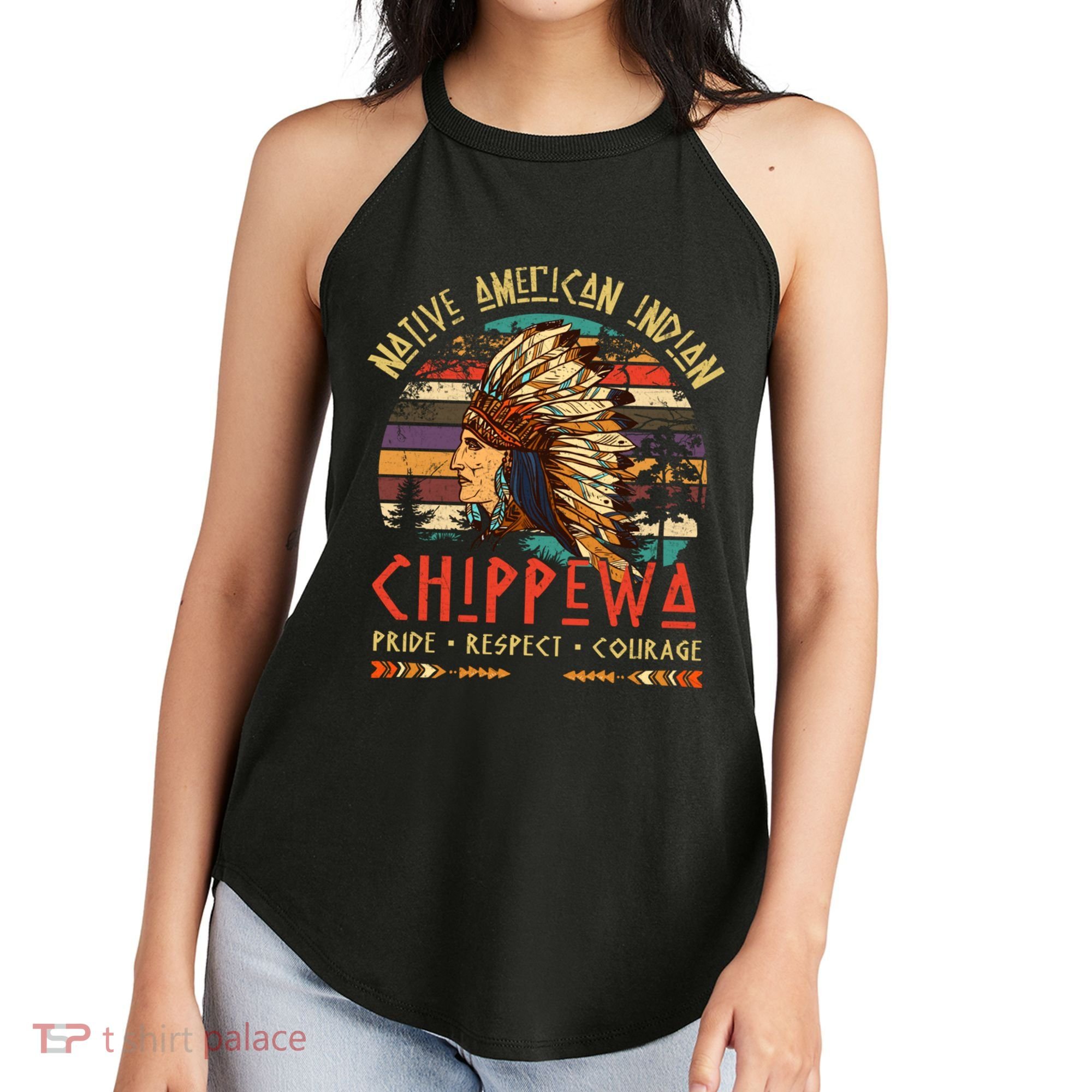 Chippewa Native American Indian Pride Indigenous Tribe Women's Perfect Tri Rocker Tank