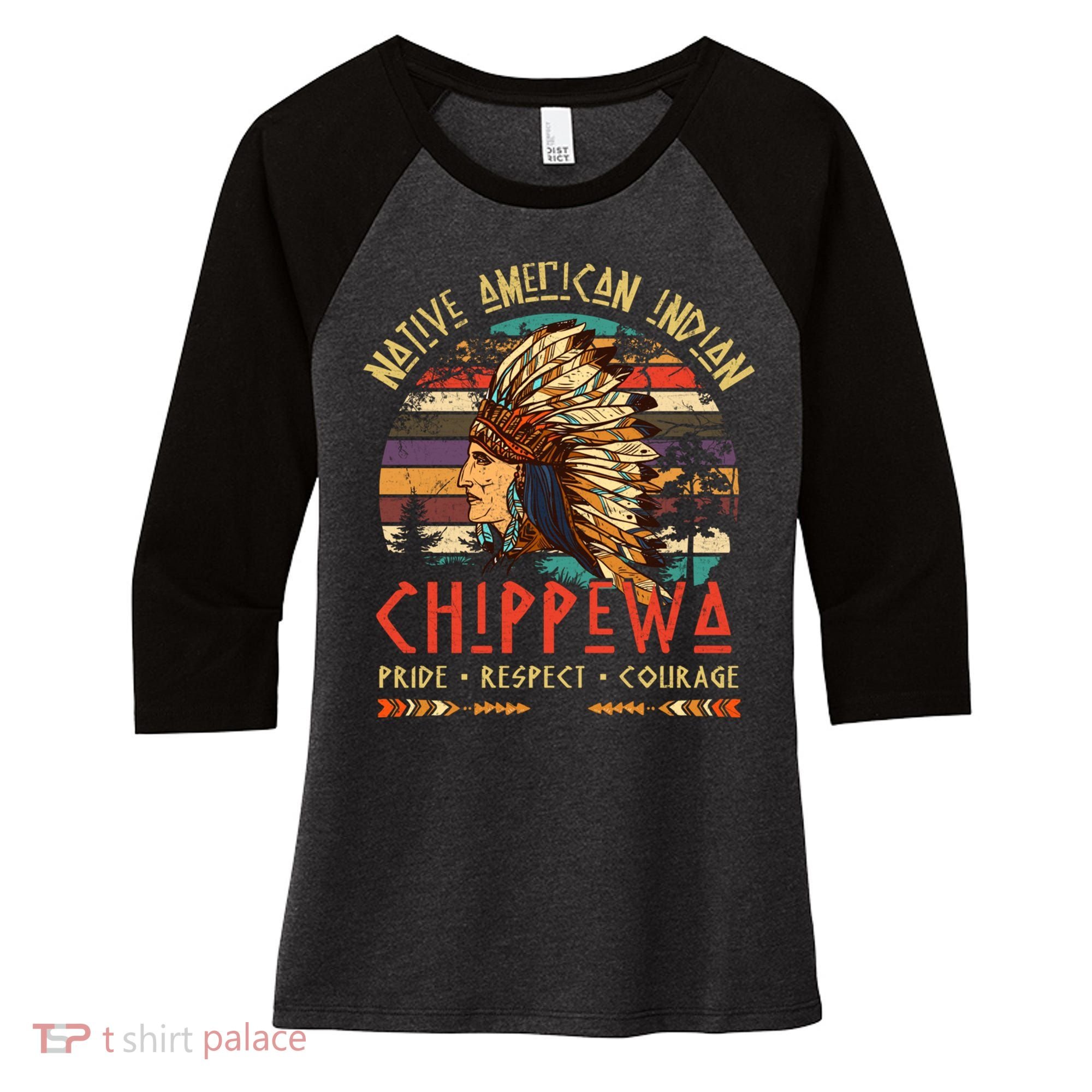 Chippewa Native American Indian Pride Indigenous Tribe Women's Tri-Blend 3/4-Sleeve Raglan Shirt