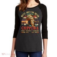 Chippewa Native American Indian Pride Indigenous Tribe Women's Tri-Blend 3/4-Sleeve Raglan Shirt thumb 2