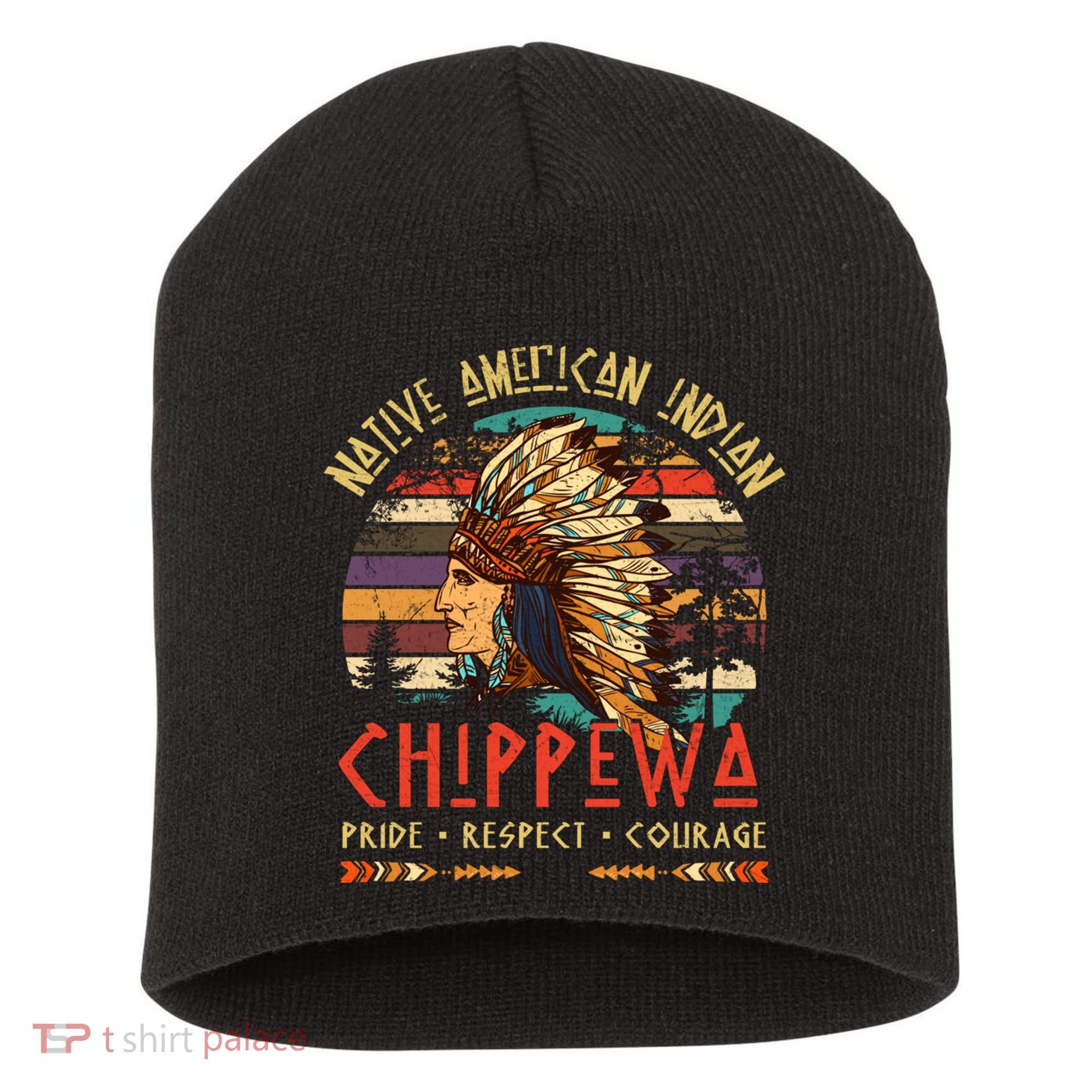 Chippewa Native American Indian Pride Indigenous Tribe Short Acrylic Beanie