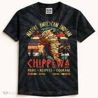 Chippewa Native American Indian Pride Indigenous Tribe Kids Tie-Dye T-Shirt thumb 0