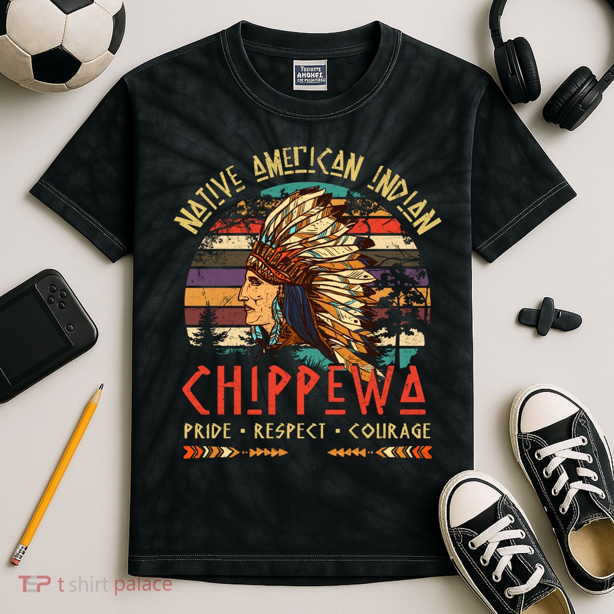 Chippewa Native American Indian Pride Indigenous Tribe Kids Tie-Dye T-Shirt