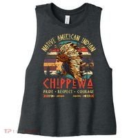 Chippewa Native American Indian Pride Indigenous Tribe Women's Racerback Cropped Tank thumb 0