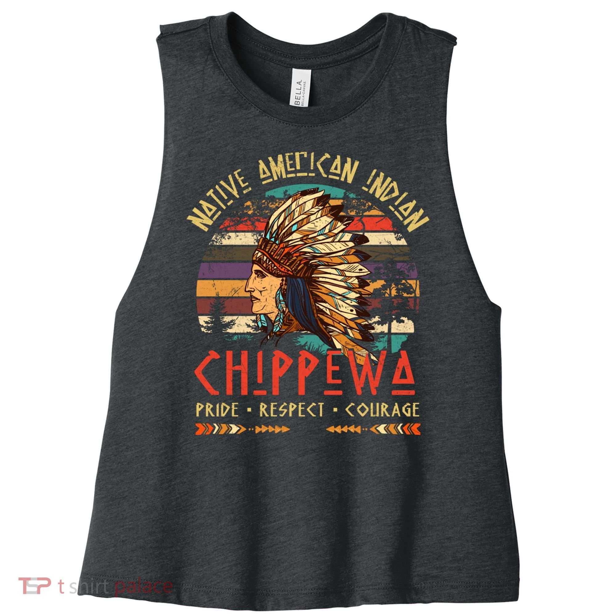Chippewa Native American Indian Pride Indigenous Tribe Women's Racerback Cropped Tank