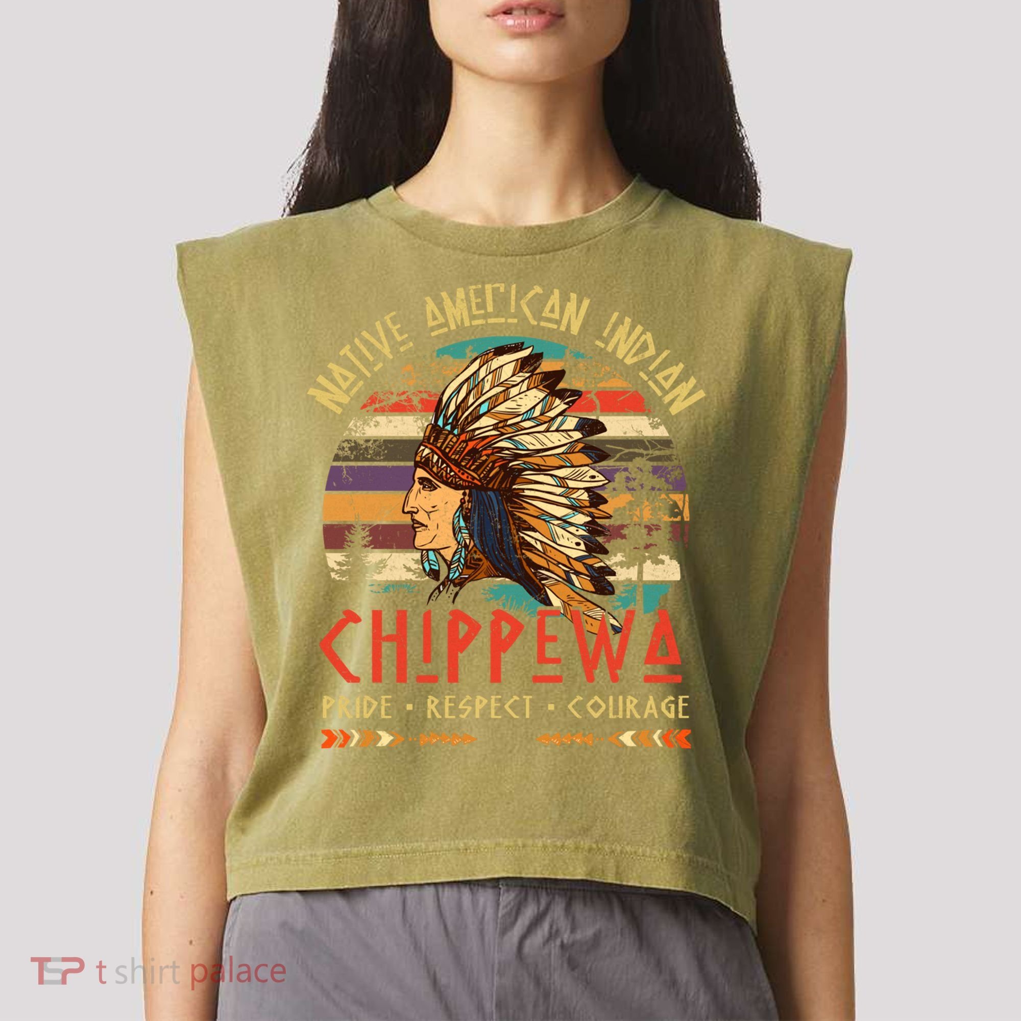 Chippewa Native American Indian Pride Indigenous Tribe Garment-Dyed Women's Muscle Tee
