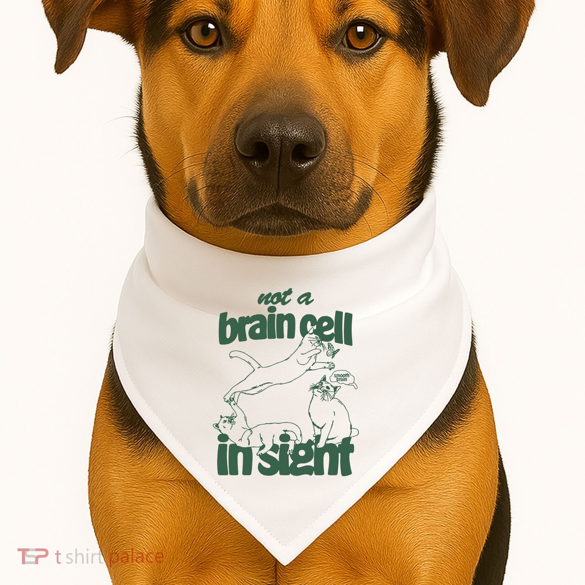 Cat Not A Brain Cell In Sight USA-Made Doggie Bandana