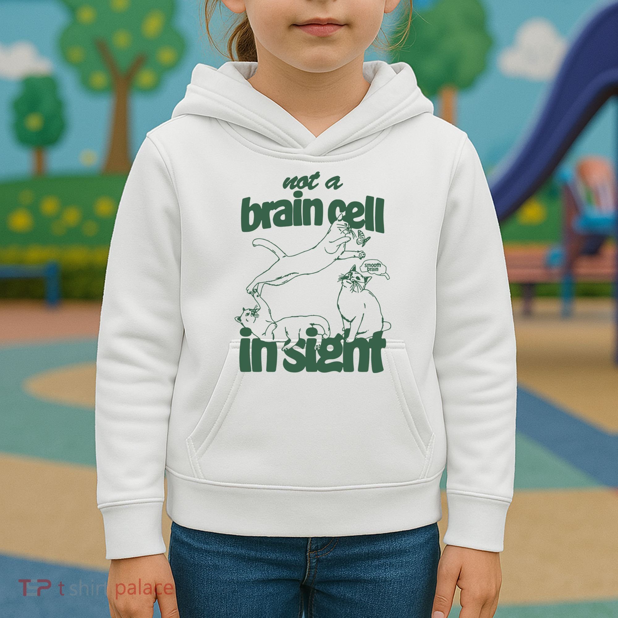 Cat Not A Brain Cell In Sight Kids Hoodie