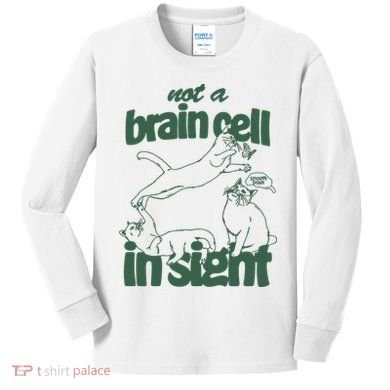 Cat Not A Brain Cell In Sight Kids Long Sleeve Shirt
