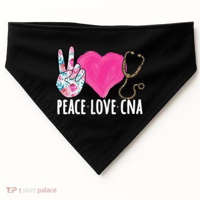 Certified Nursing Assistant Peace Love CNA Nurse USA-Made Doggie Bandana