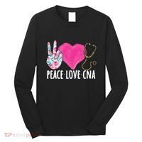 Certified Nursing Assistant Peace Love CNA Nurse Long Sleeve Shirt thumb 0