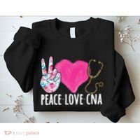 Certified Nursing Assistant Peace Love CNA Nurse Sweatshirt thumb 2