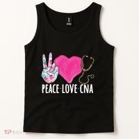 Certified Nursing Assistant Peace Love CNA Nurse Tank Top thumb 2